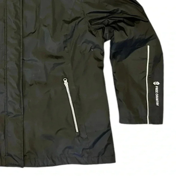 FREE COUNTRY Radiance Black Hooded Jacket Reflective Wind Water Resistant sz XL - Picture 4 of 11